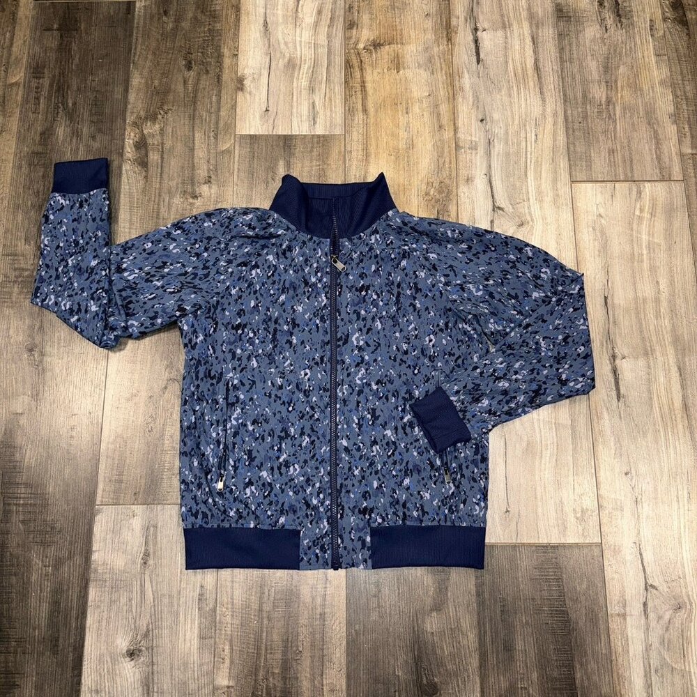 Athleta‎ Jacket Womens Medium Brooklyn Bomber Jacket II Blue Camo Full Zip